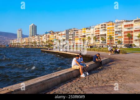 Izmir, Turkey - August 06, 2022: Embankment promenade in the Kordon public park in the centre of Izmir city in Turkey Stock Photo