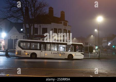 LandfFlight bus in Acocks Green at night, Birmingham, West Midlands, England, UK Stock Photo