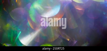 Abstract Surreal Background with Defocused Light and Flowing Holographic Gradient Stock Photo