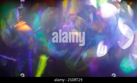 Abstract Surreal Background with Defocused Light and Flowing Holographic Gradient Stock Photo