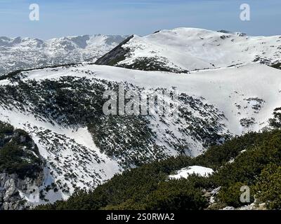 Winter hiking on Čvrsnica mountain, Bosnia Stock Photo