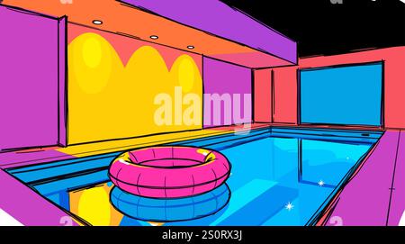 Vector art cartoon drawing of a pool  Stock Vector