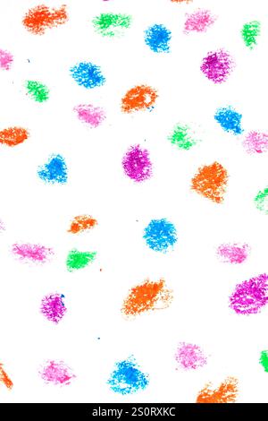 Pastel Oil Crayon Multicolour Rainbow Dots and Spots Child Like Drawing Background Stock Photo