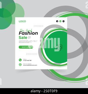 New modern fashion sale social media post design template 2025. facebook and instagram design template. Stock Vector