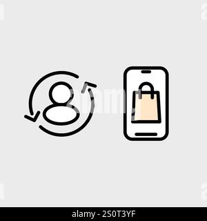 Ecommerce, online marketing, online shop and delivery chain vector symbol set. Stock Vector