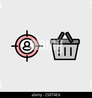 Ecommerce, online marketing, online shop and delivery chain vector symbol set. Stock Vector