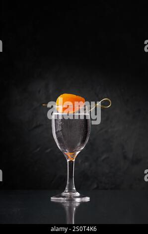 Traditional Georgian grape vodka or Georgian grappa on minimalistic background. Creative minimal, food concept. On a dark stone background Stock Photo