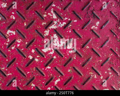 Old non-slip steel walkway. Pattern texture rust on background. Stock Photo