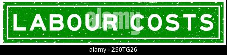 Grunge green labour costs word square rubber seal stamp on white background Stock Vector