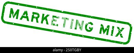 Grunge green marketing mix word square rubber seal stamp on white background Stock Vector