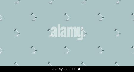 Seamless Pattern - Set of Many Desktop Reading Lamp Objects - Side View - Texture, Vector Design Illustration on Green Background Stock Vector