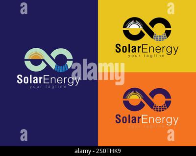 Infinity Solar Energy Solutions: Harnessing Endless Power from the Sun Stock Vector