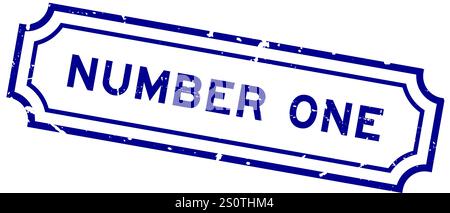 Grunge blue number one word rubber seal stamp on white background Stock Vector