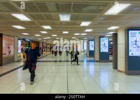 Munich, Germany, Crowd People, Walking in Hall, Commercial Center, Train Station Stock Photo
