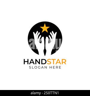 Hand star logo design template Stock Vector