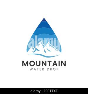 Mountain with water drop logo design template Stock Vector