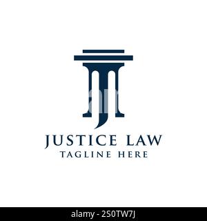 justice law logo design template. pillar and star shape illustration Stock Vector