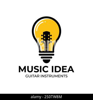 Modern Light Bulb Guitar Music Creative Innovation Idea Logo Design Vector Stock Vector