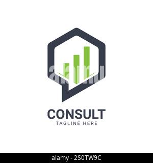 Modern Hexagon Business Consulting Agency logo design template. Simple Digital Consult logo concept Stock Vector
