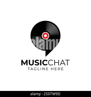 music record Logo design using Bubble chat or talk icon Stock Vector