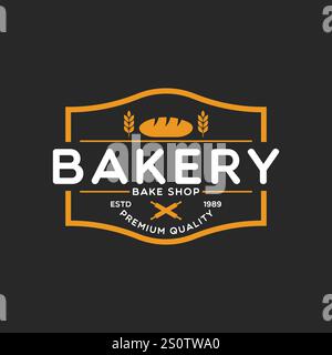 Bakery logo template, vector illustration. Bakery shop emblem, vintage retro style Stock Vector