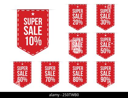 Set of sale tags. bookmark discount stickers pack. vector illustration Stock Vector