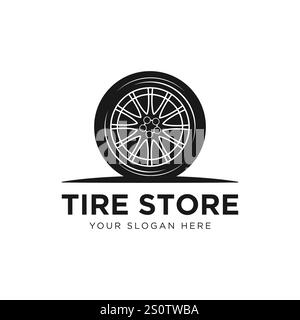 Tyre Shop Logo Design - Tyre Business Branding, tire logo shop icons, tire icons, car tire simple icons Stock Vector