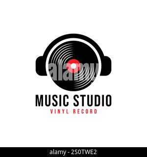 Headphone DJ, Music Studio Recording, Logo Design Inspiration Stock Vector