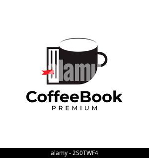 coffee and books logo design inspiration Stock Vector