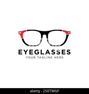 Eyeglasses logo design - modern simple and clean logo eye glass Stock Vector