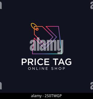 Colorful line Sale Tag, Price tag, special offer tag, Shopping store, Online shop, symbol Business concept Stock Vector