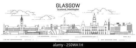 Glasgow cityscape line art vector illustration Stock Vector