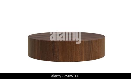 Podium stand isolated on white,  empty wooden product display, 3d render Stock Photo