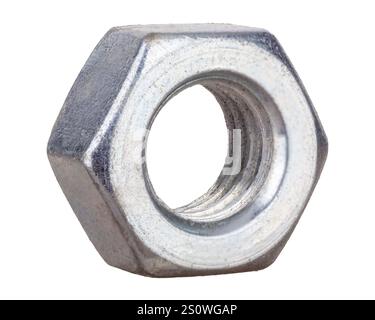 Hexagonal Metal Nut Isolated on White Stock Photo