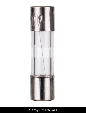 Glass Cartridge Fuse Isolated on White Stock Photo