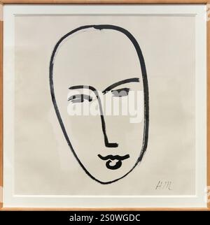 Big Head, 1951, Chinese ink and brush on corrugated paper with Canson and Mongolfier watermarks, Henri Matisse (1869-1954) Stock Photo