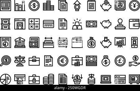 Bank and finance icons High-Quality Vector Icons Collection with Editable Stroke. Ideal for Professional and Creative Projects. Stock Vector