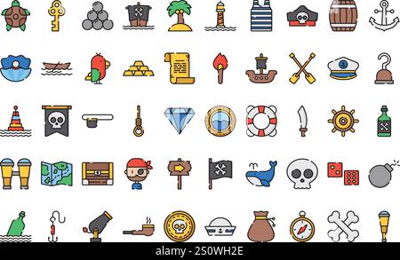 Pirates icons High-Quality Vector Icons Collection with Editable Stroke. Ideal for Professional and Creative Projects. Stock Vector