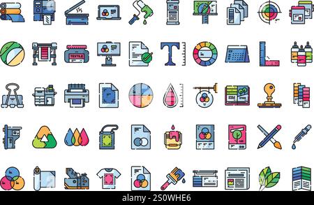 Printing icons High-Quality Vector Icons Collection with Editable Stroke. Ideal for Professional and Creative Projects. Stock Vector