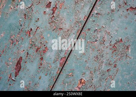 Faded and peeling green paint on an old wooden door in Mdina, Malta Stock Photo
