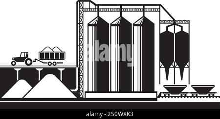 Loading silos for grain cereals - vector illustration Stock Vector