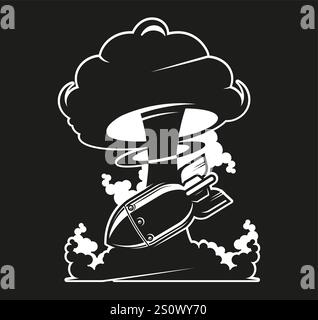 Nuclear bomb explosion vector icon isolated on black background Stock Vector