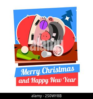 Cute Santa Claus and Candy cane For Christmas Card or Bag design Stock Vector