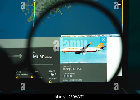 Jeju Air Flight 2216 plane crash at Muan airport displayed on