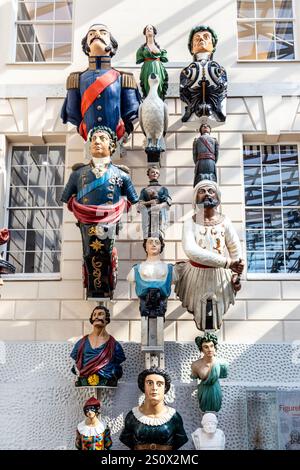 Display of ship figureheads at the National Maritime Museum, Greenwich ...
