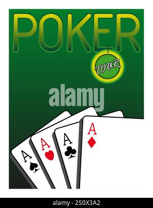 Playing cards on a green carpet Stock Vector