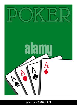 Playing cards on a green carpet Stock Vector