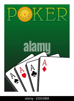 Playing cards on a green carpet Stock Vector