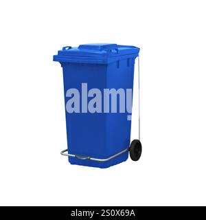 High-Quality Blue Industrial Dumpster with Wheels for Efficient Waste Management and Disposal in Various Commercial and Industrial Settings Stock Photo