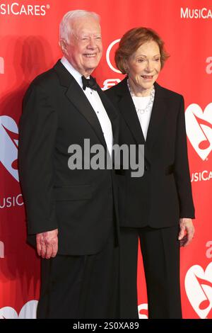 Jimmy Carter and wife Rosalynn Carter attending the 2015 MusiCares Person of the Year Gala honoring Bob Dylan at the Los Angeles Convention Center on February 6, 2015 in Los Angeles Stock Photo